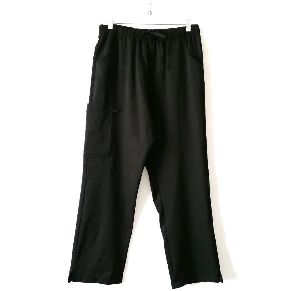Medichic Womens Black High Rise Straight Leg Slit Medical Scrub Pants Size M